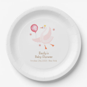 Rosa tanzende Prinzessin Schwan Ballon Baby Shower Pappteller