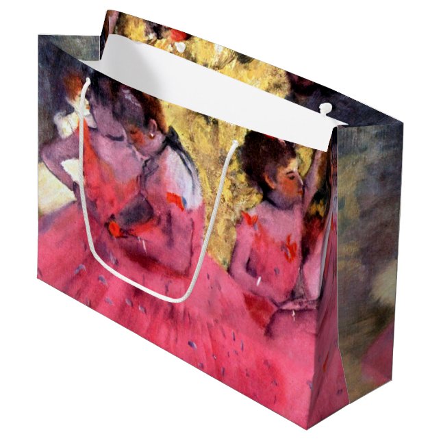 Rosa Tänzer, Edgar Degas große Geschenktasche Geschenktüte (Vorderseite Schrägansicht)