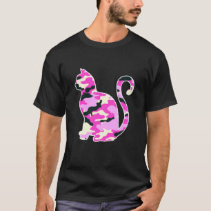 Rosa Tarndruck Katze Silhouette Tarnung Frauen Män T-Shirt