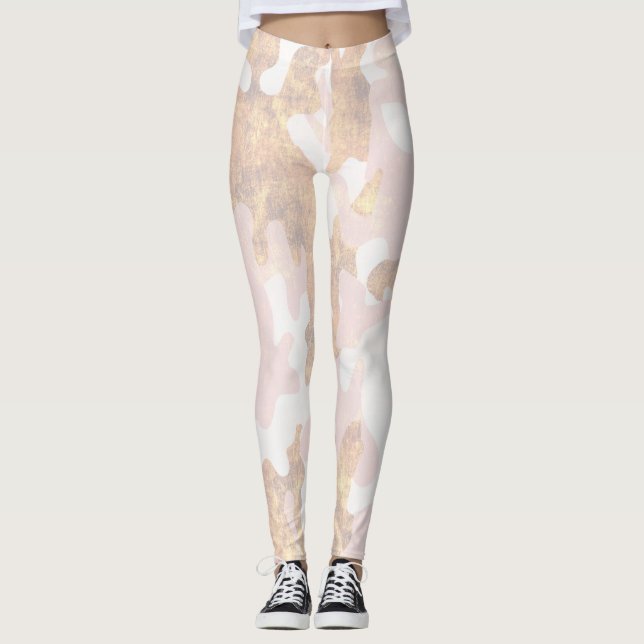 Rosa Tarnkappenbildung Glitzer Leggings (Vorderseite)