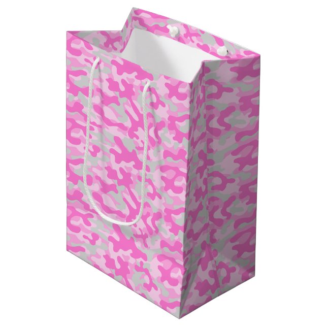 Rosa Tarnmuster  Mittlere Geschenktüte (Vorderseite Schrägansicht)