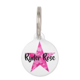 Rosa Tarnungs-Stern-Haustier-Umbau mit Namen Haustiermarke