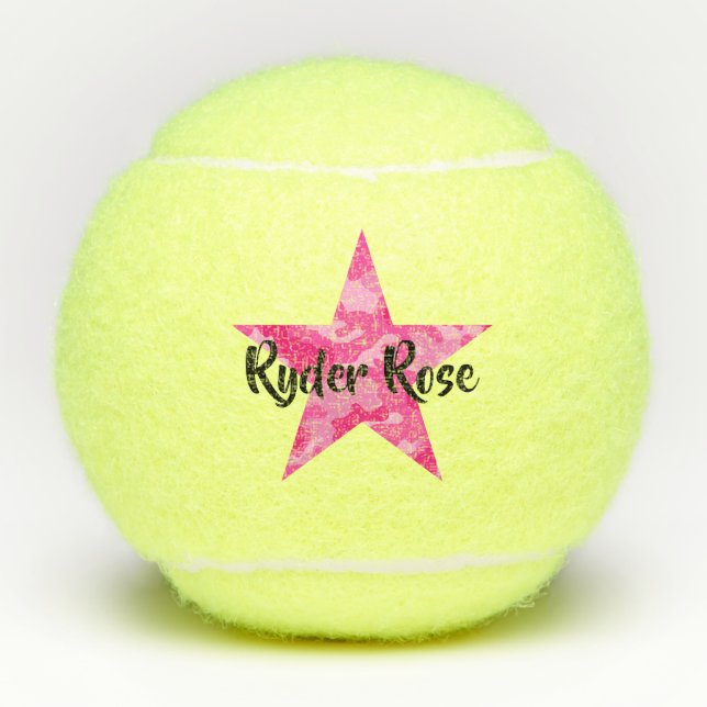 Rosa Tarnungs-Stern mit Namen Tennisbälle (Vorderseite)