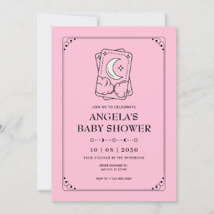 Rosa Tarot Babydusche Einladung