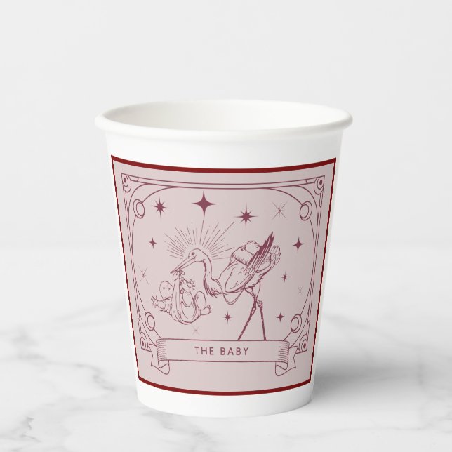 Rosa Tarot Babydusche Pappbecher (Vorderseite)