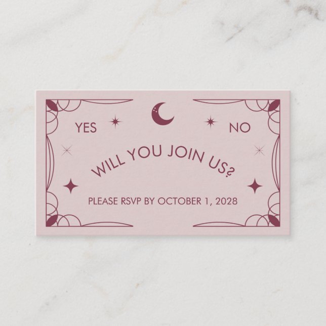 Rosa Tarot Inspiriert RSVP-Karte Begleitkarte (Vorderseite)