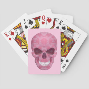 Rosa Tarotkarten mit Tarnmuster und Totenkopf-Moti Spielkarten