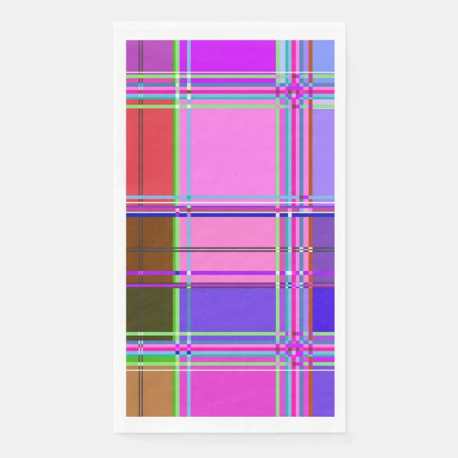 Rosa Tartan Stoffmuster Tuch Madras Serviette (Vorderseite)