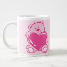 Rosa Tasse A mit süßem Teddybär-Herz