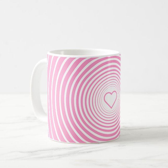 Rosa Tasse mit Streifen oder Farben (Vorderseite Links)