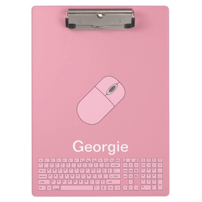 Rosa Tastatur, Maus und Stift Klemmbrett (Vorderseite)