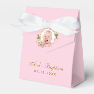 Rosa Tauf Mädchen Foto Orchideen Schrift Gold Blum Geschenkschachtel