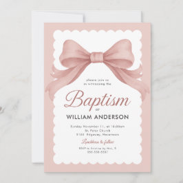 Rosa Taufe Einladung mit Elegant Bow und Klasse