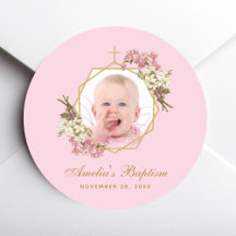 Rosa Taufe Girl Foto Gold Cross Orchideen