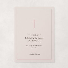 Rosa Taufkreuz mit minimalistischem religiösen Des Einladung