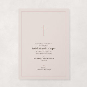 Rosa Taufkreuz mit minimalistischem religiösen Des Einladung
