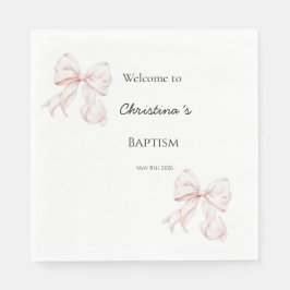 Rosa Taufservietten mit Schleife Serviette