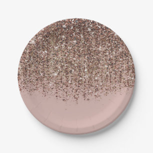 Rosa-Taupe-Bronze-Gold-Glitter-Glam-Party Pappteller