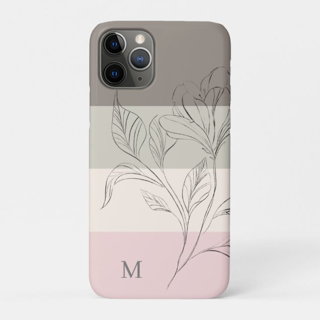 Rosa Taupe Creme Farbblock Blumenmonogramm Case-Mate iPhone Hülle (Rückseite)