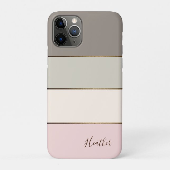 Rosa Taupe Creme Gold Farbblock Personalisiert Case-Mate iPhone Hülle (Rückseite)