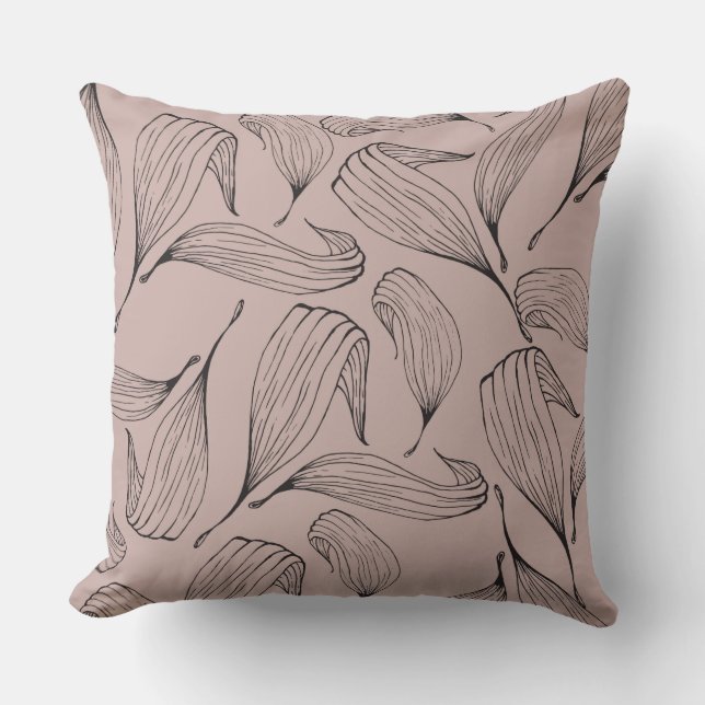 Rosa Taupe Reversible Leaf Kissen (Vorderseite)