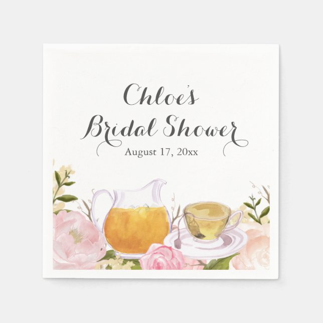 Rosa Teacup Brautparty Napkins Serviette (Vorderseite)