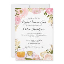 Rosa Teacup Bridal Dusche Einladung