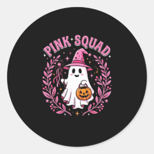 Rosa Team Brustkrebs Halloween Geist Runder Aufkleber