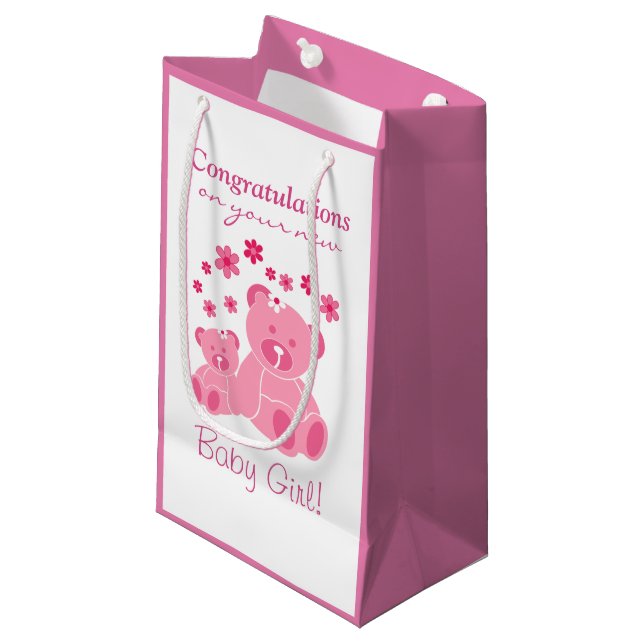 Rosa Teddy Bärn-niedlicher Kleine Geschenktüte (Vorderseite Schrägansicht)