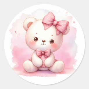 Rosa Teddybär-Aufkleber Runder Aufkleber