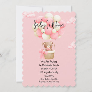 rosa Teddybär-Baby-Party Einladung