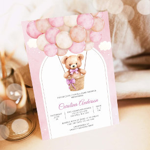 Rosa Teddybär-Baby-Party-Einladung Einladung