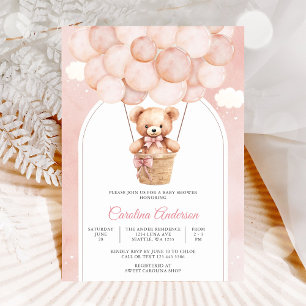 Rosa Teddybär-Baby-Party-Einladung Einladung