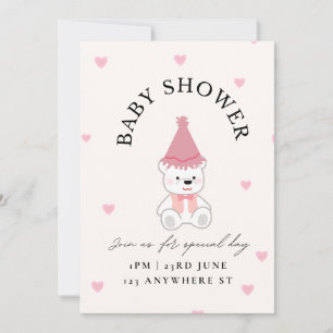 Rosa Teddybär-Baby-Party-Einladungskarte Einladung