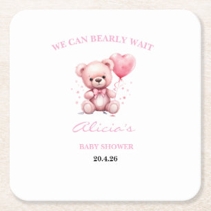 Rosa Teddybär-Baby-Party Rechteckiger Pappuntersetzer