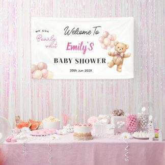 Rosa Teddybär-Baby-Shower-Hintergrundtapete Banner