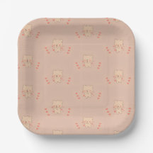 Rosa Teddybär-Baby-Shower-Papierplatten