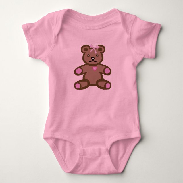 Rosa Teddybär Baby Strampler (Vorderseite)