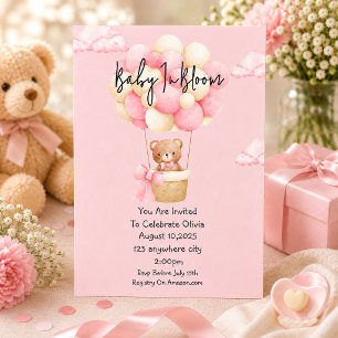 Rosa Teddybär Babydusche Einladung
