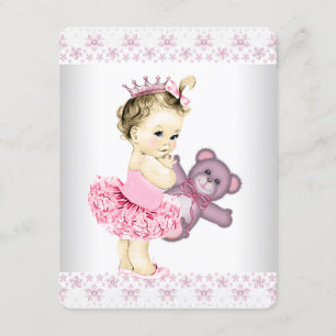 Rosa Teddybär-Ballettröckchen-Prinzessin Babyparty Einladung
