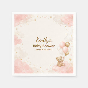 Rosa Teddybär-Ballon-Baby-Party-Papier Serviette