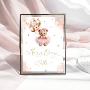 Rosa Teddybär-Balloons Mamas Verlangen-Tisch Poster