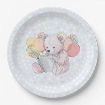 Rosa Teddybär beim Lesen eines Buches