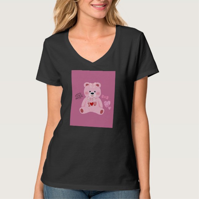 Rosa Teddybär-Designs  T-Shirt (Vorderseite)