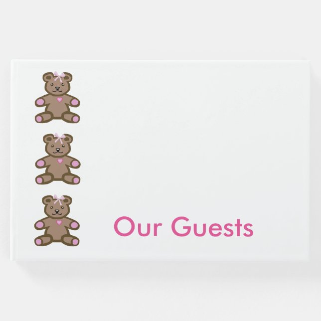 Rosa Teddybär-Grenze Gästebuch (Vorderseite)