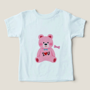Rosa Teddybär Ich liebe dich Baby T-Shirt 