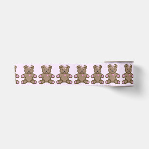 Rosa Teddybär mit Bogen und Herz Satinband
