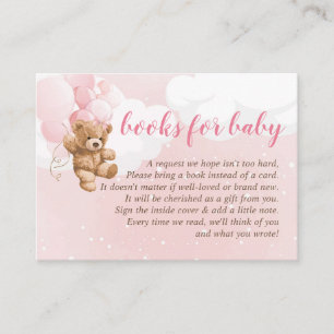 Rosa Teddybär mit Luftballons Bücher für Baby Kart Begleitkarte