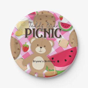 Rosa Teddybär Picknick Sommer Geburtstagsfeier Pappteller