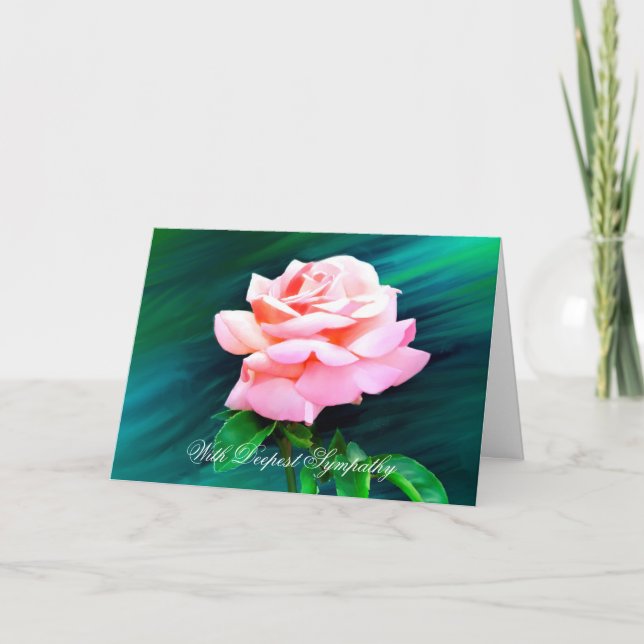 Rosa Tee-Rosen-kundenspezifische Beileids-Karte Karte (Vorderseite)